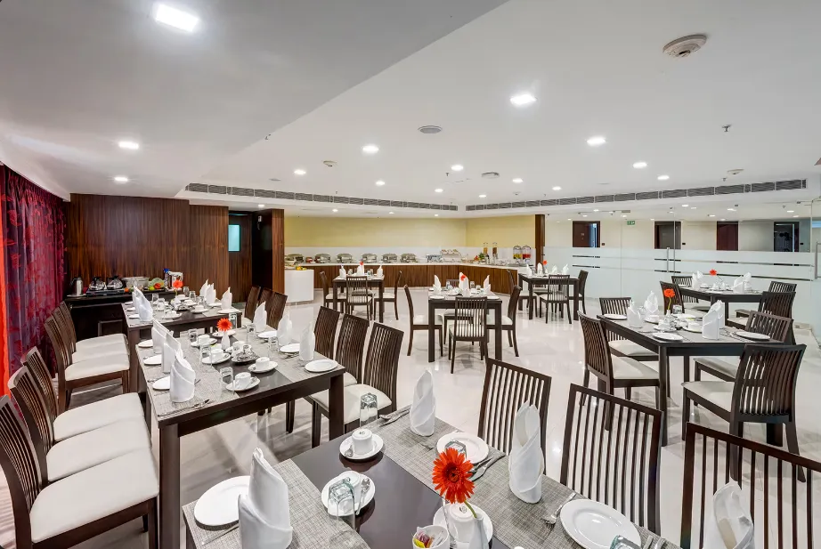 Multi-cuisine restaurant at The Fern Residency, Asansol with modern dining ambience