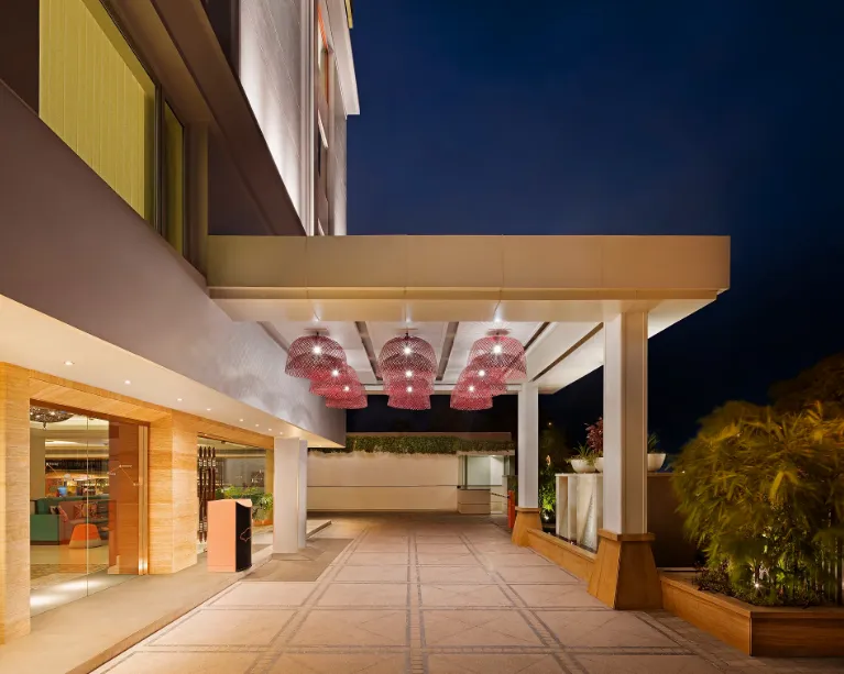 Hotel entrance of Zone by The Park Hotel Jaipur with exterior façade and driveway view